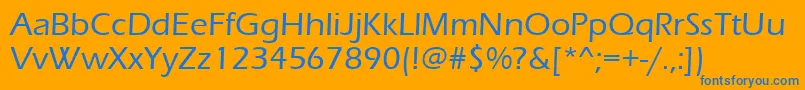 Erasmd-Schriftart – Blaue Schriften auf orangefarbenem Hintergrund