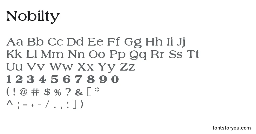 A fonte Nobilty – alfabeto, números, caracteres especiais