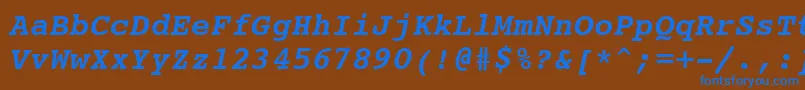 Czcionka Courier10PitchBoldItalicBt – niebieskie czcionki na brązowym tle
