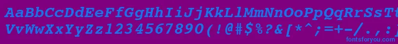 フォントCourier10PitchBoldItalicBt – 紫色の背景に青い文字