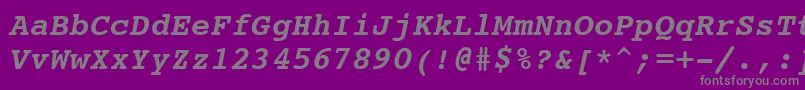 フォントCourier10PitchBoldItalicBt – 紫の背景に灰色の文字