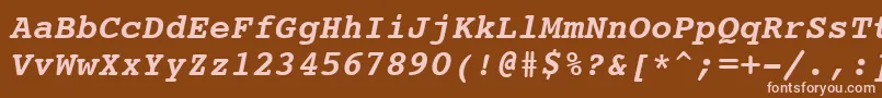 Czcionka Courier10PitchBoldItalicBt – różowe czcionki na brązowym tle