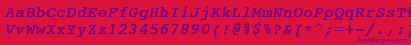 Courier10PitchBoldItalicBt Font – Purple Fonts on Red Background