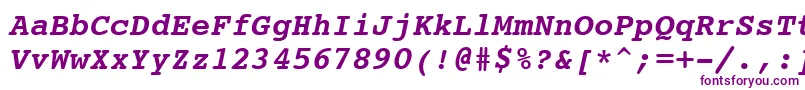 Courier10PitchBoldItalicBt Font – Purple Fonts on White Background
