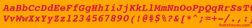 Courier10PitchBoldItalicBt Font – Red Fonts on Orange Background
