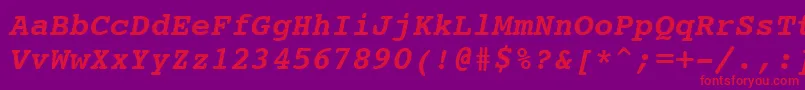 Courier10PitchBoldItalicBt Font – Red Fonts on Purple Background