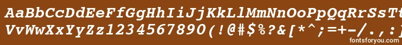 Шрифт Courier10PitchBoldItalicBt – белые шрифты на коричневом фоне