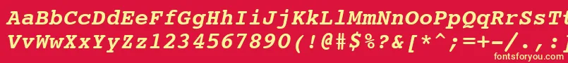 Courier10PitchBoldItalicBt Font – Yellow Fonts on Red Background