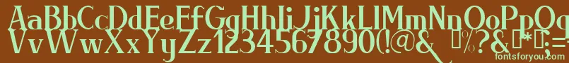 フォントBriml – 緑色の文字が茶色の背景にあります。