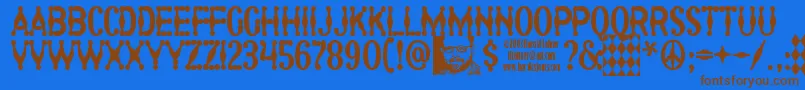 Harlequi Font – Brown Fonts on Blue Background