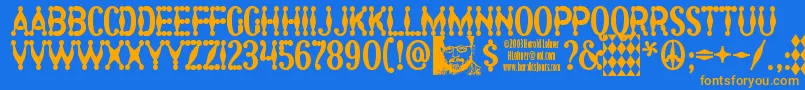 Harlequi Font – Orange Fonts on Blue Background