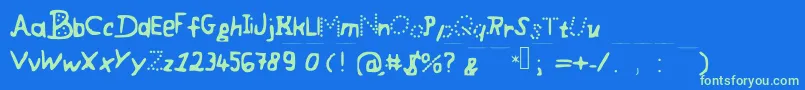 フォントCoolyFont – 青い背景に緑のフォント