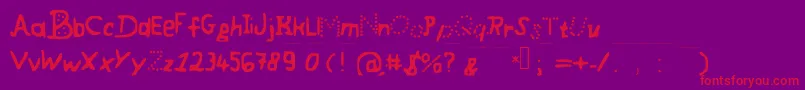 CoolyFont-fontti – punaiset fontit violetilla taustalla