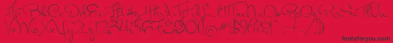 フォントMissFitzpatrick – 赤い背景に黒い文字