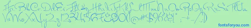 Шрифт MissFitzpatrick – синие шрифты на зелёном фоне
