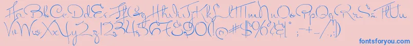 フォントMissFitzpatrick – ピンクの背景に青い文字