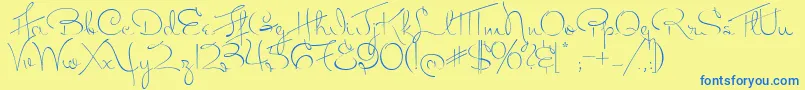Шрифт MissFitzpatrick – синие шрифты на жёлтом фоне