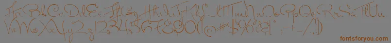 フォントMissFitzpatrick – 茶色の文字が灰色の背景にあります。