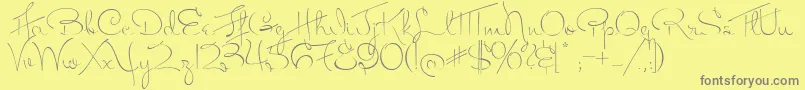 MissFitzpatrick-Schriftart – Graue Schriften auf gelbem Hintergrund