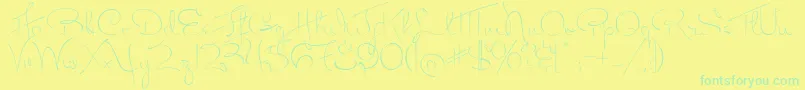 フォントMissFitzpatrick – 黄色い背景に緑の文字