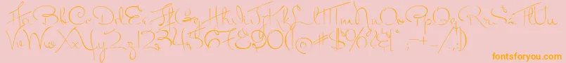 フォントMissFitzpatrick – オレンジの文字がピンクの背景にあります。