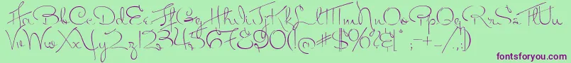 Шрифт MissFitzpatrick – фиолетовые шрифты на зелёном фоне