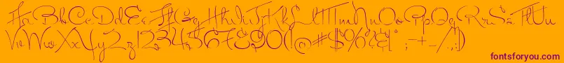 MissFitzpatrick-Schriftart – Violette Schriften auf orangefarbenem Hintergrund