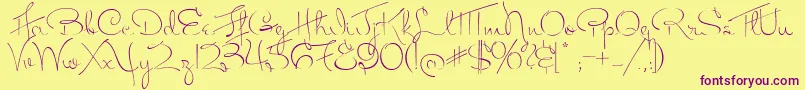 Шрифт MissFitzpatrick – фиолетовые шрифты на жёлтом фоне