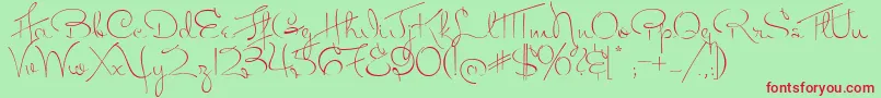 Шрифт MissFitzpatrick – красные шрифты на зелёном фоне