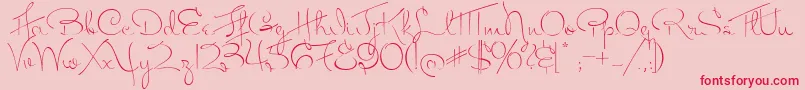 フォントMissFitzpatrick – ピンクの背景に赤い文字