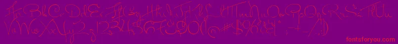 MissFitzpatrick-Schriftart – Rote Schriften auf violettem Hintergrund