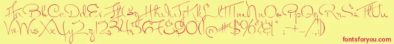 MissFitzpatrick-fontti – punaiset fontit keltaisella taustalla