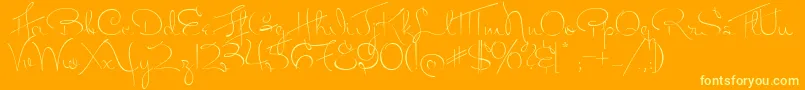 MissFitzpatrick-Schriftart – Gelbe Schriften auf orangefarbenem Hintergrund