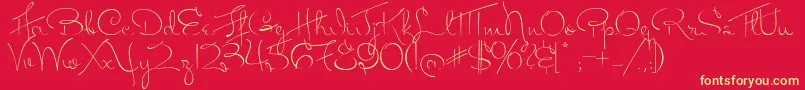 Шрифт MissFitzpatrick – жёлтые шрифты на красном фоне