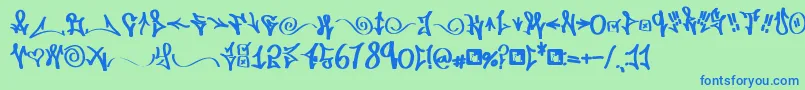 フォントFdWordplay – 青い文字は緑の背景です。