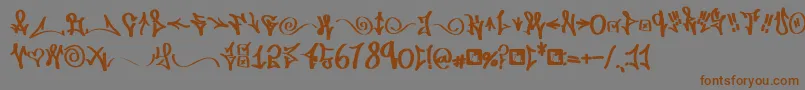フォントFdWordplay – 茶色の文字が灰色の背景にあります。