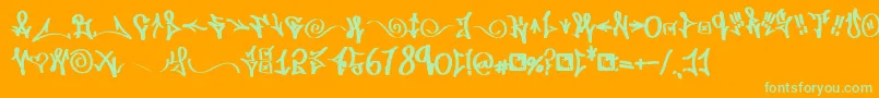 fuente FdWordplay – Fuentes Verdes Sobre Fondo Naranja
