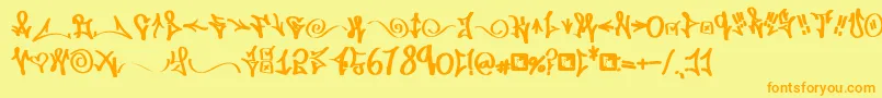 FdWordplay Font – Orange Fonts on Yellow Background