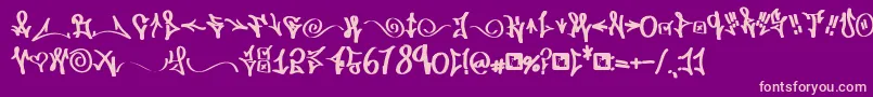 FdWordplay-fontti – vaaleanpunaiset fontit violetilla taustalla