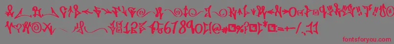 フォントFdWordplay – 赤い文字の灰色の背景