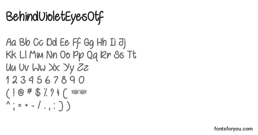Шрифт BehindVioletEyesOtf – алфавит, цифры, специальные символы