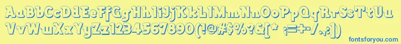 フォントLackawannaweednf – 青い文字が黄色の背景にあります。