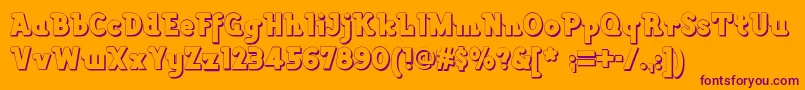 Lackawannaweednf-Schriftart – Violette Schriften auf orangefarbenem Hintergrund