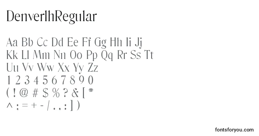 A fonte DenverlhRegular – alfabeto, números, caracteres especiais