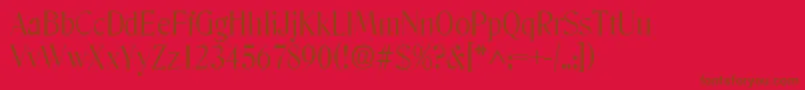 DenverlhRegular-Schriftart – Braune Schriften auf rotem Hintergrund