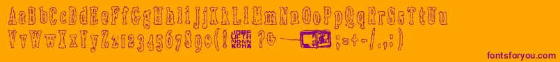 Rottapuisto-fontti – violetit fontit oranssilla taustalla
