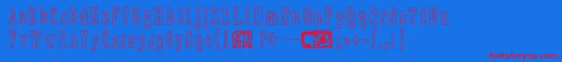 Rottapuisto-fontti – punaiset fontit sinisellä taustalla