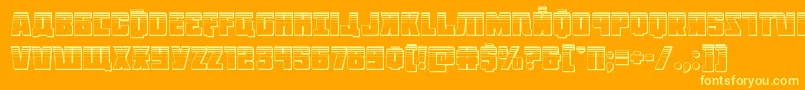 Fonte Octoberguardplat – fontes amarelas em um fundo laranja
