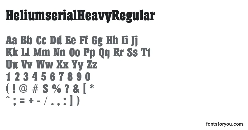 Schriftart HeliumserialHeavyRegular – Alphabet, Zahlen, spezielle Symbole
