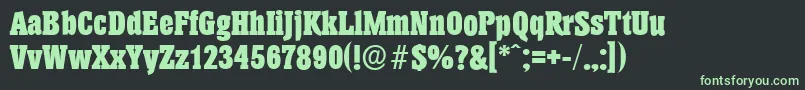 フォントHeliumserialHeavyRegular – 黒い背景に緑の文字